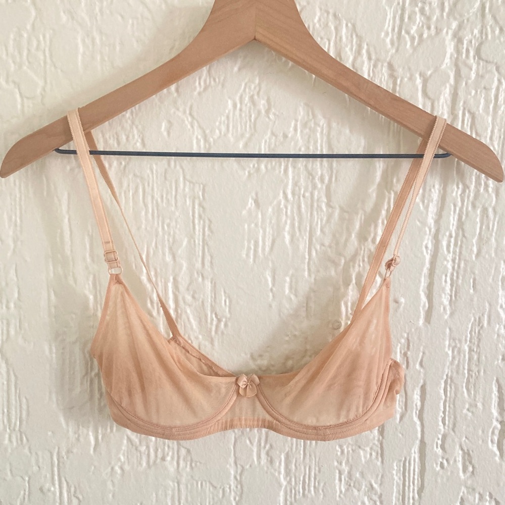 Light Beige Nude Sheer Underwire Bra Size 32C